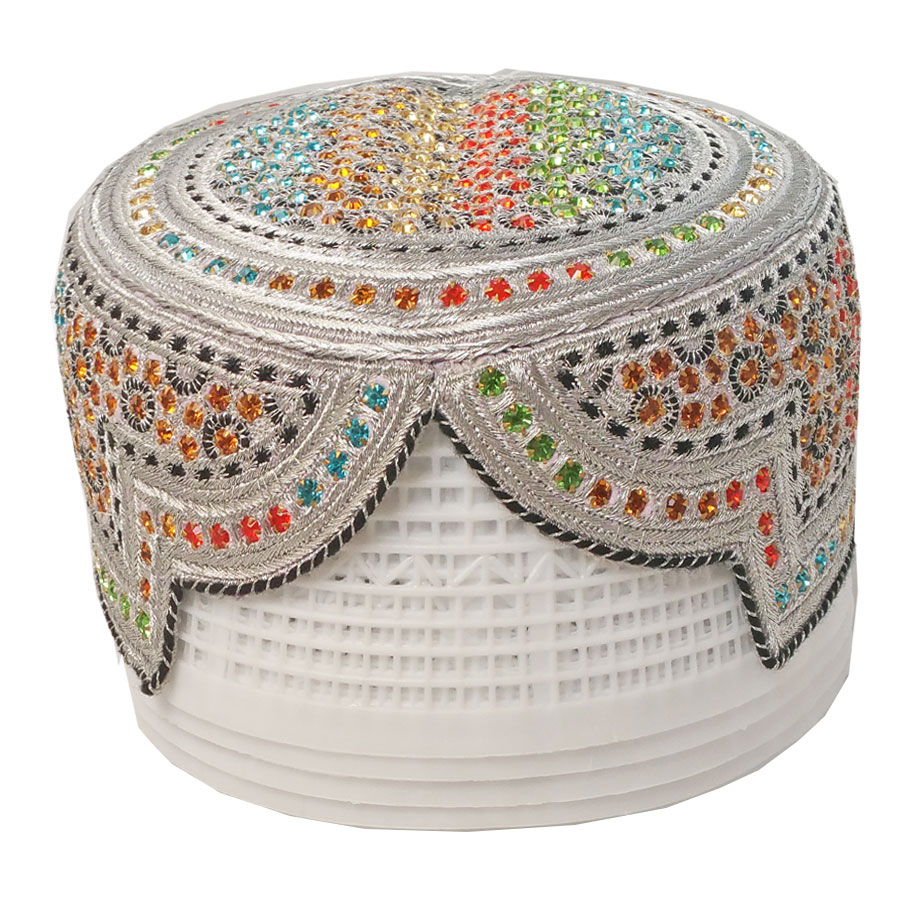 Multi Color Sindhi Nagina /  Zircon Cap or Topi MKC-855